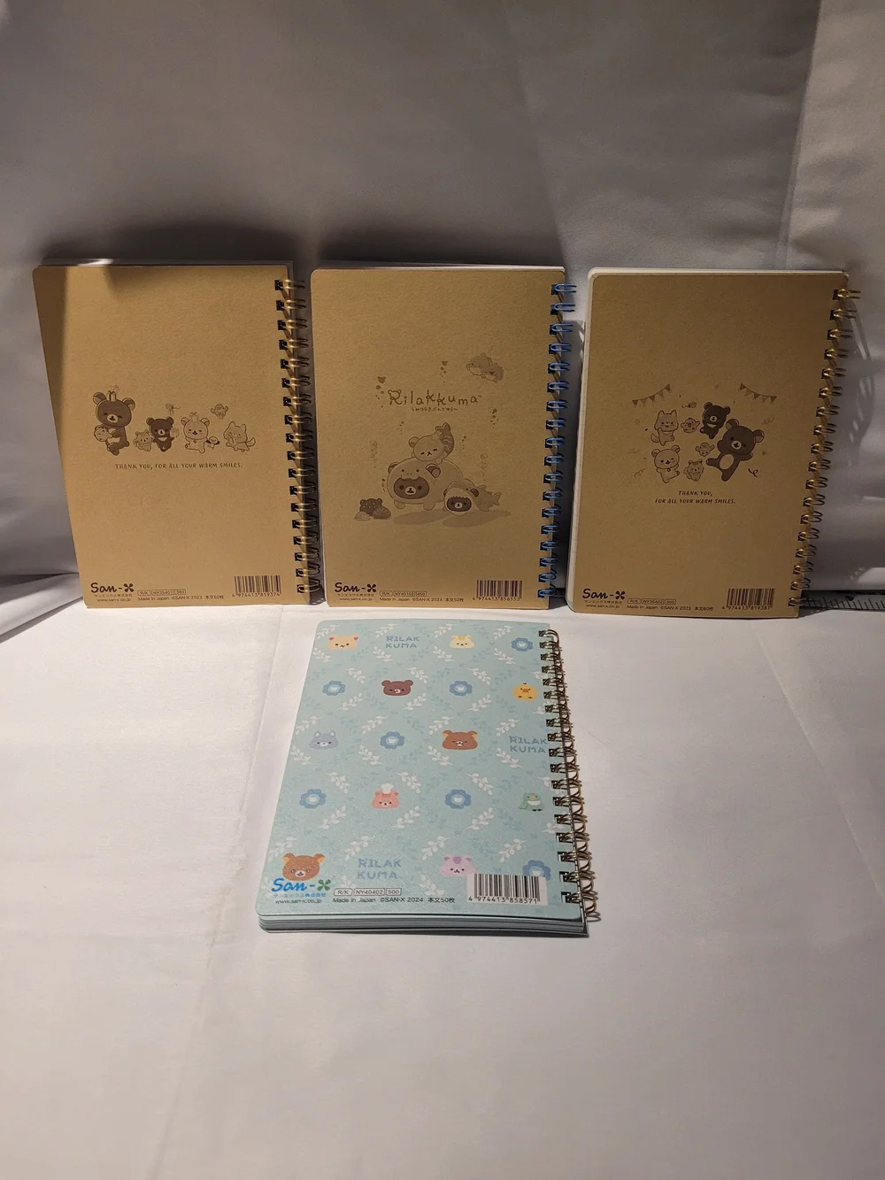 Lot of 4 Authentic San-X Rilakkuma B6 Spiral Notebooks Kawaii Stationery